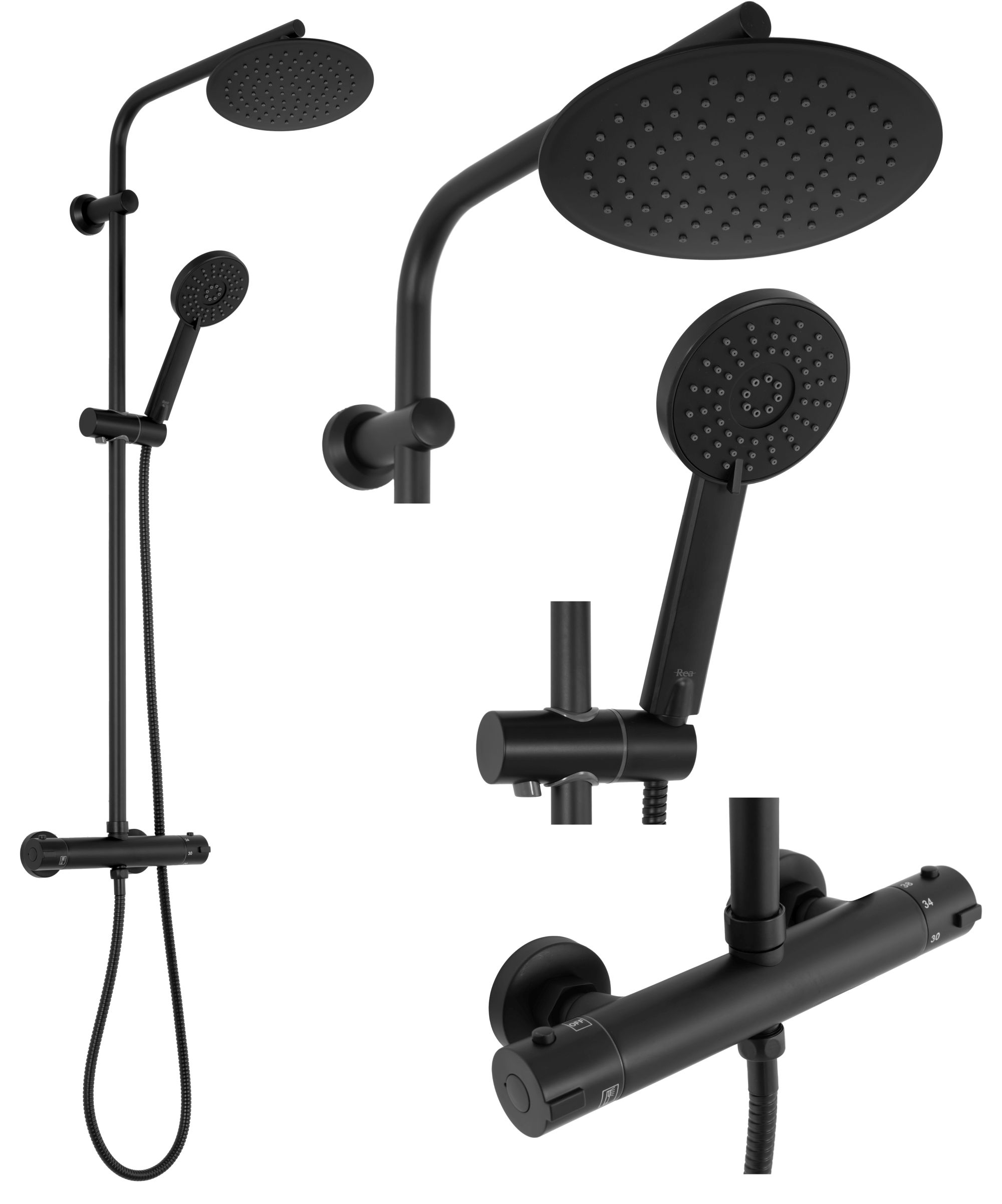 REA Duschset BLISS Svart, 38,5x27,5x100cm