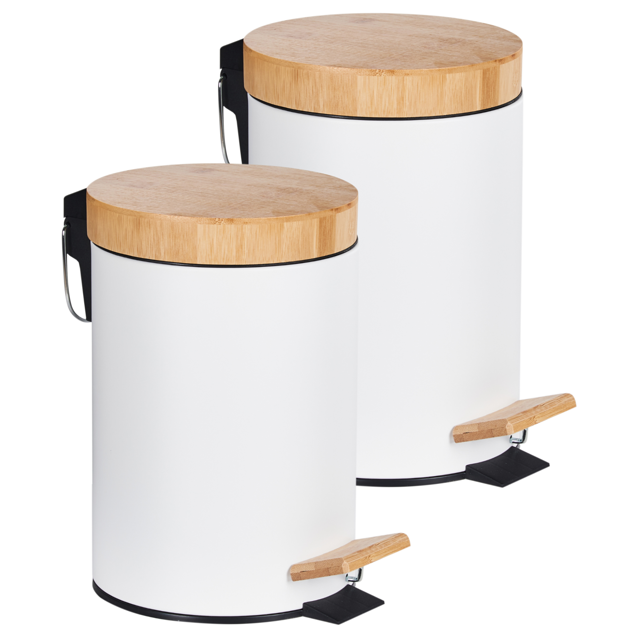 Set med 2 papperskorgar med pedal 3 L ECOSMART Metall Vit