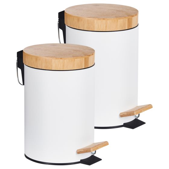 Set med 2 papperskorgar med pedal 3 L ECOSMART Metall Vit