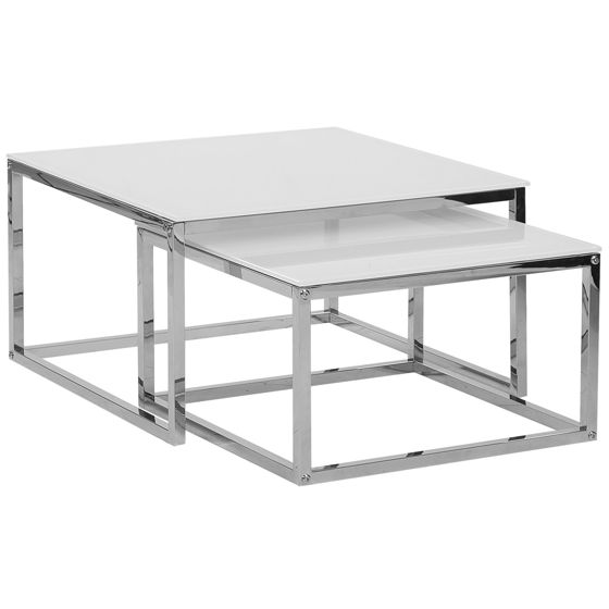 Set med 2 soffbord BREA Härdat glas Vit
