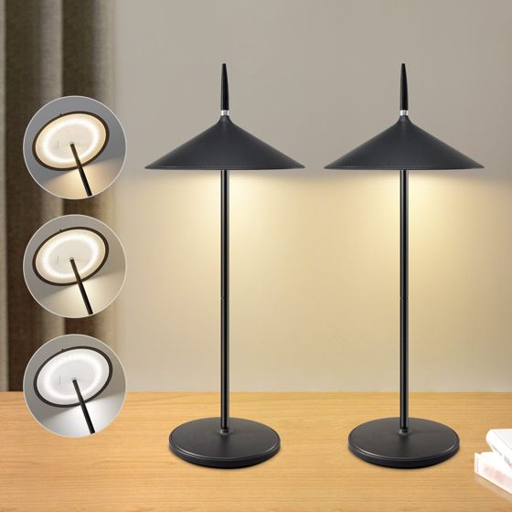 NETTLIFE Trådlös sängbordslampa, 2 st, Touch, Svart LED, Dimbar, 1800 mAh, Laddningsbar via USB, Permanent integrerad LED, IP44