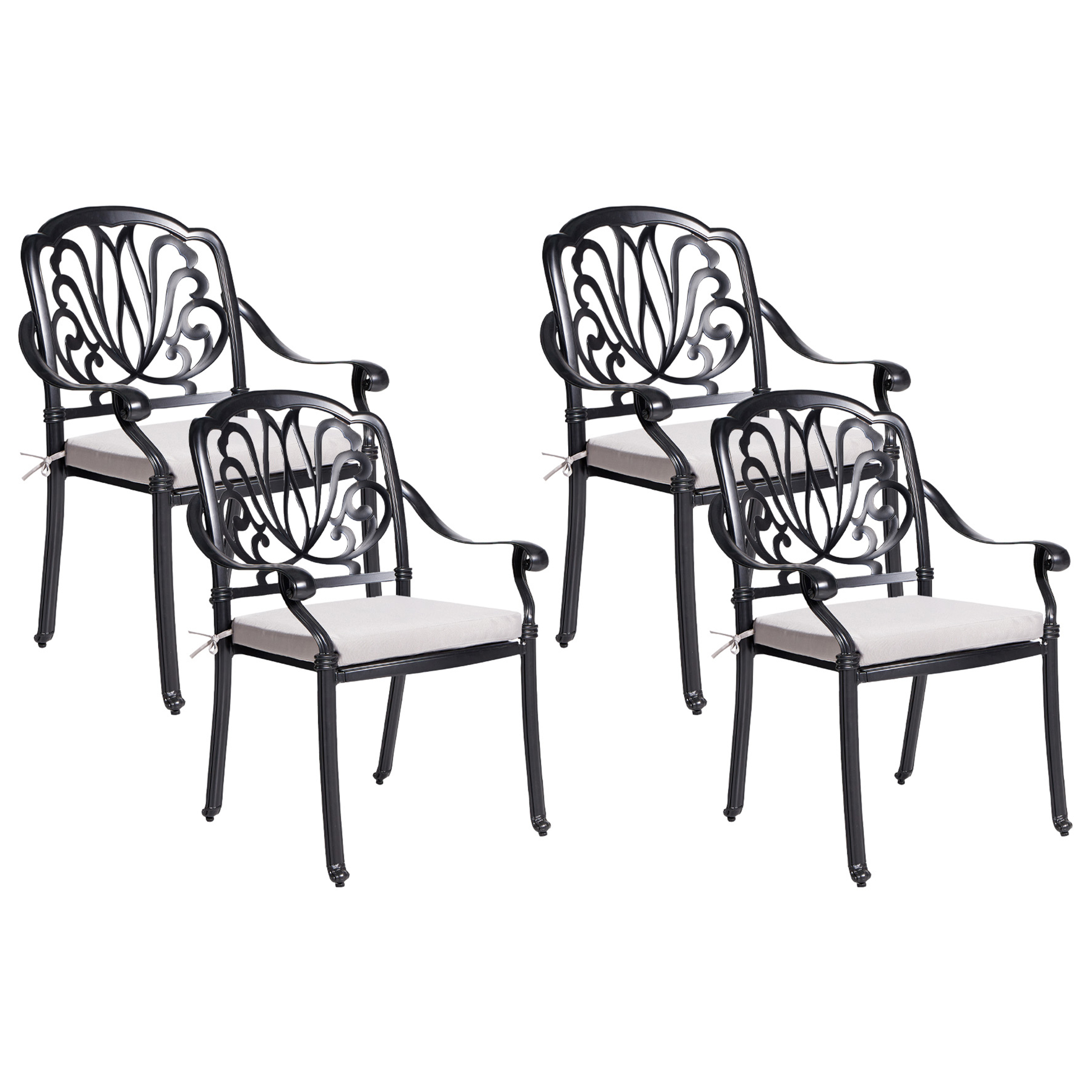 Set med 4 stolar med dynor ANCONA Metall Svart