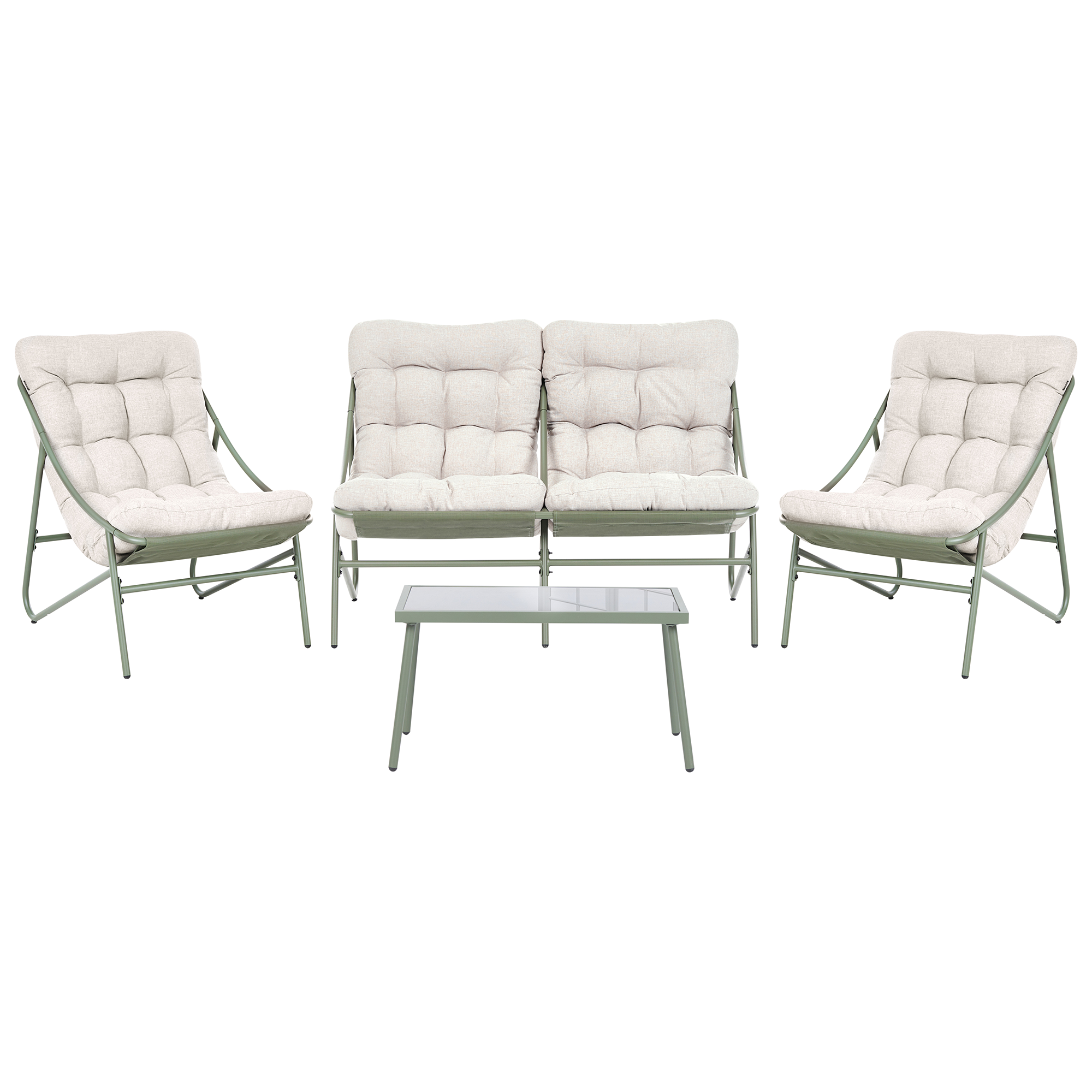 Trädgårdssoffgrupp med bord 4-sits MOLVENO Metall Beige/ Grön