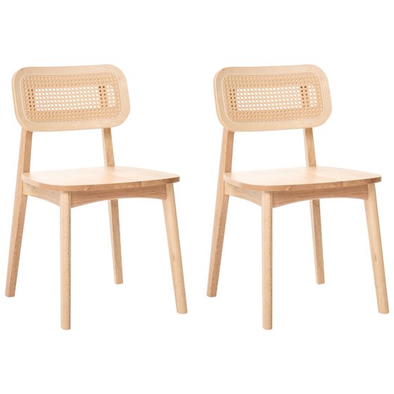 Set med 2 matstolar KENO Trä Ljusbrun