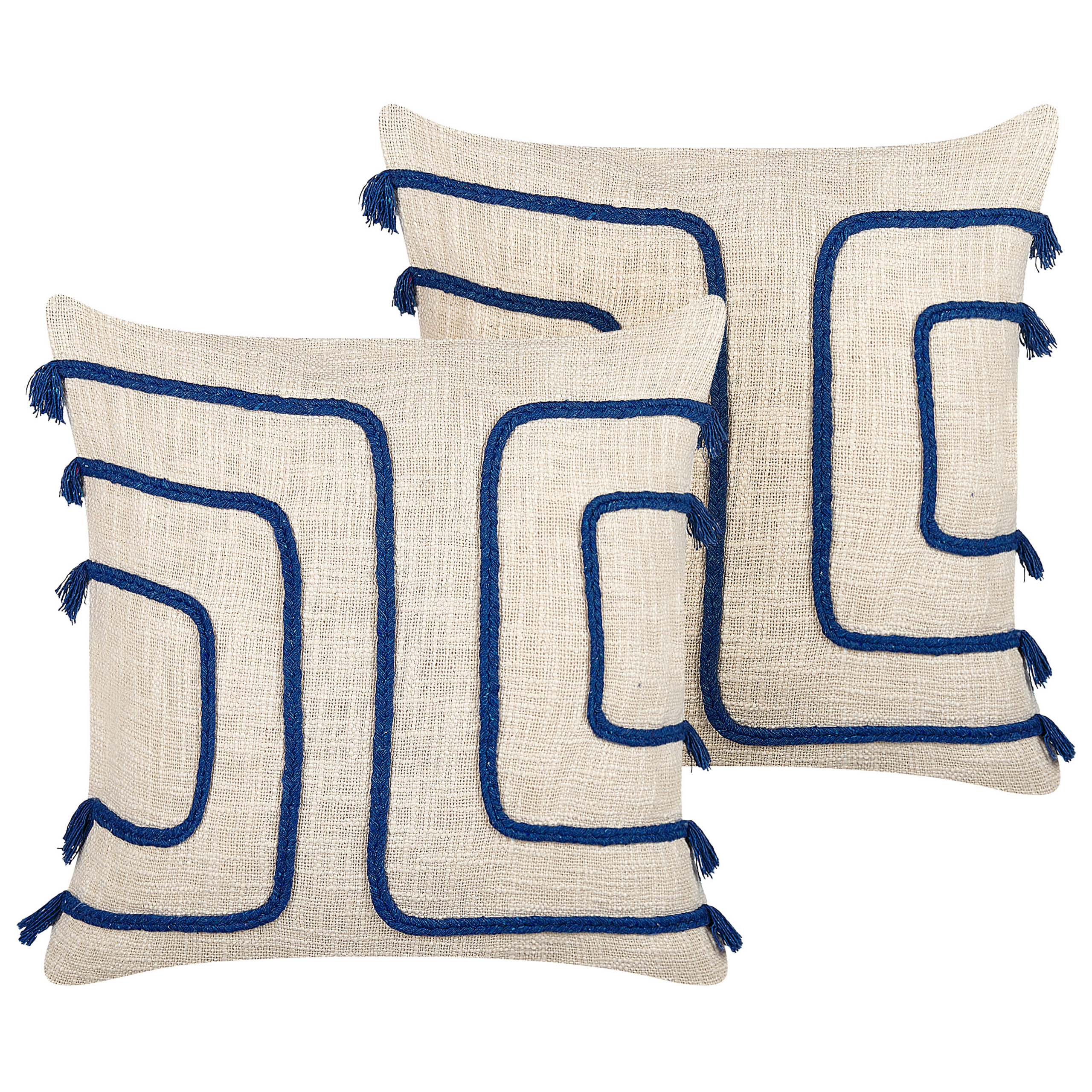 Set med 2 prydnadskuddar PLEIONE 45 x 45 cm Bomull Marinblå Geometriskt tryck