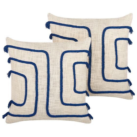 Set med 2 prydnadskuddar PLEIONE 45 x 45 cm Bomull Marinblå Geometriskt tryck