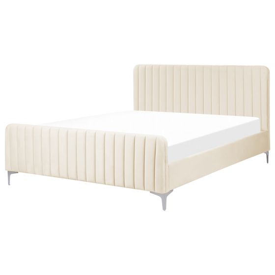 Säng med lamellram Sammet LUNAN 160 x 200 cm Ljusbeige