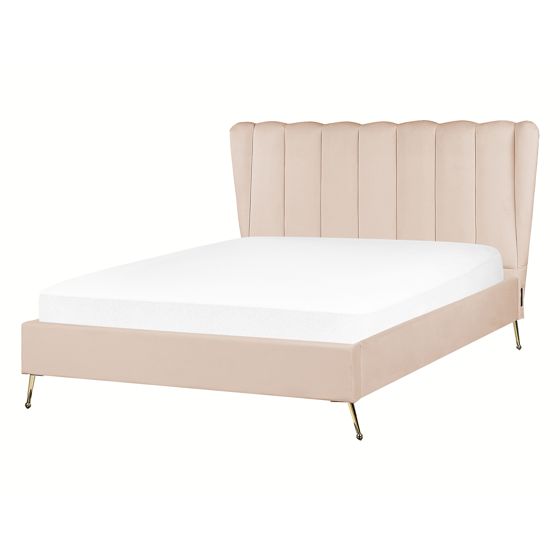Säng med lamellram Sammet MIRIBEL 140 x 200 cm Beige