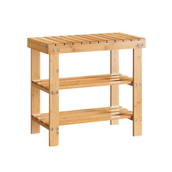 SoBuy FSR02-K-N skohylla, sittbänk, skobänk av högkvalitativ bambu med 2 års garanti, B50 cm