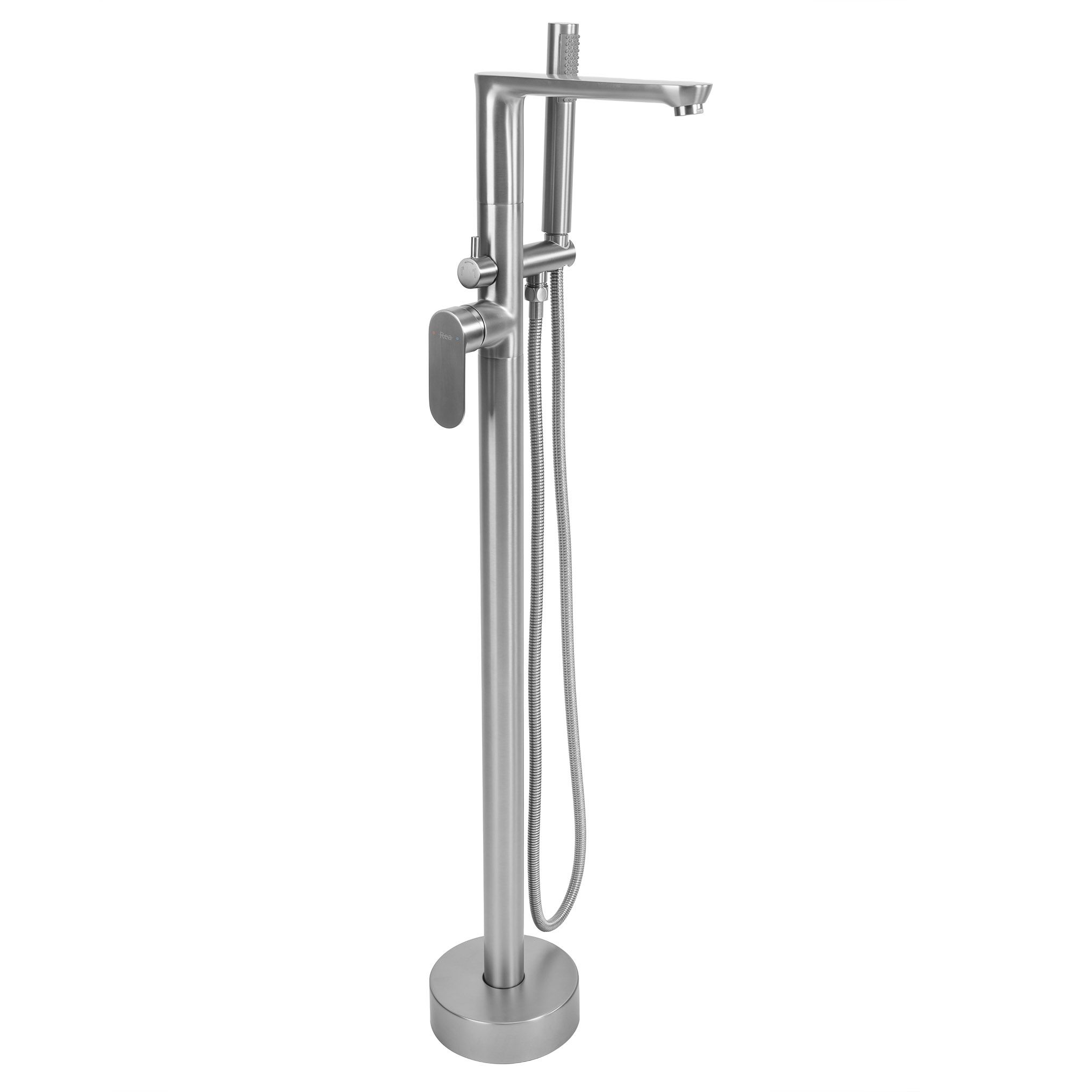 REA golvmonterad badkarsblandare Logan , Borstad nickel, 24x15x101,5cm