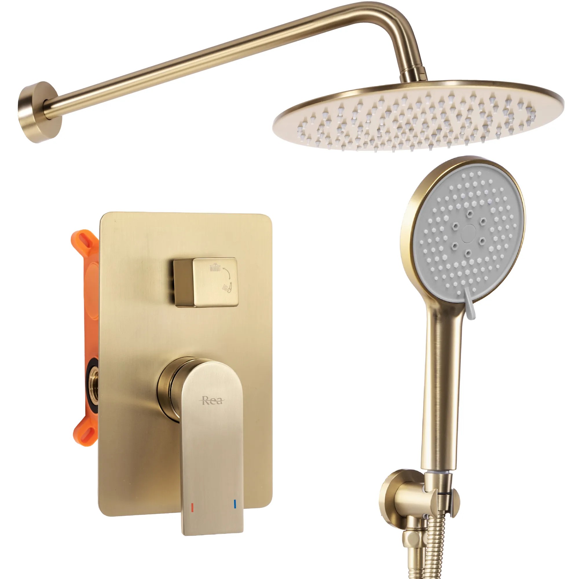 REA Inbyggt Duschset VERSO Borstat Guld, 48x25x35cm