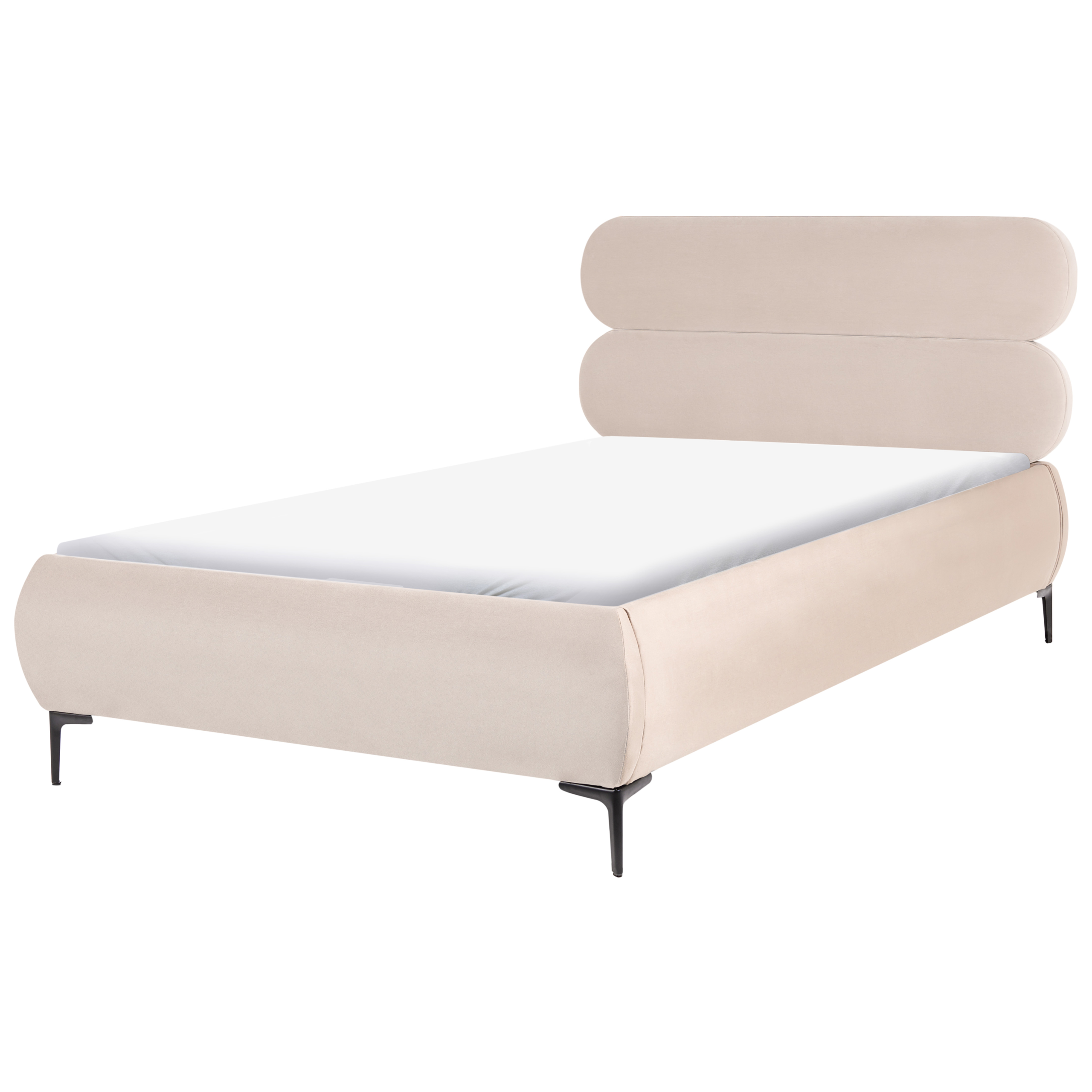 Säng med lamellram Sammet LESSAY 120 x 200 cm Ljusbeige