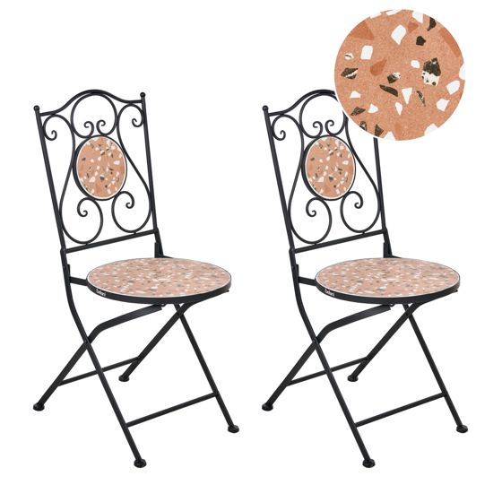 Set med 2 trädgårdsstolar ADRANO Fällbar Metall Terrazzoeffekt Svart