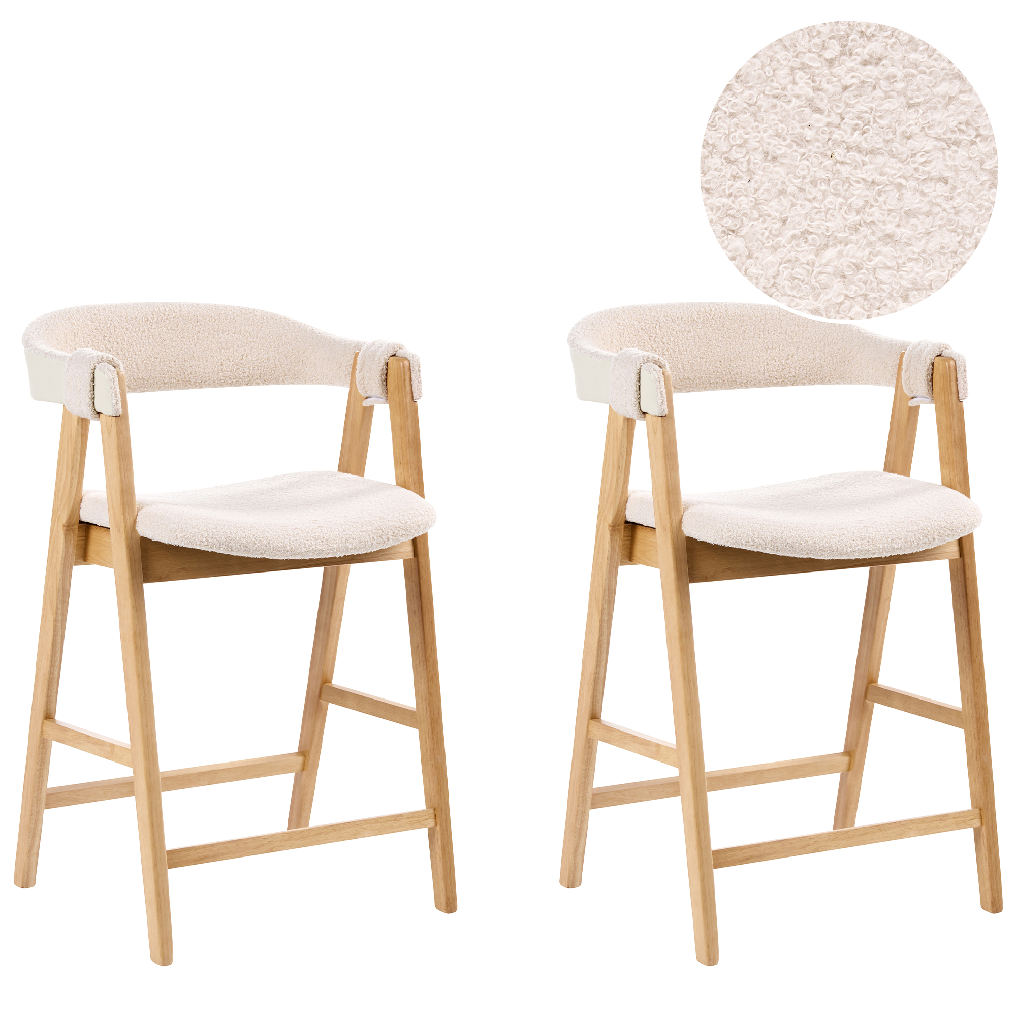 Set med 2 barstolar DAY Bouclé Ljusbrun/ Ljusbeige