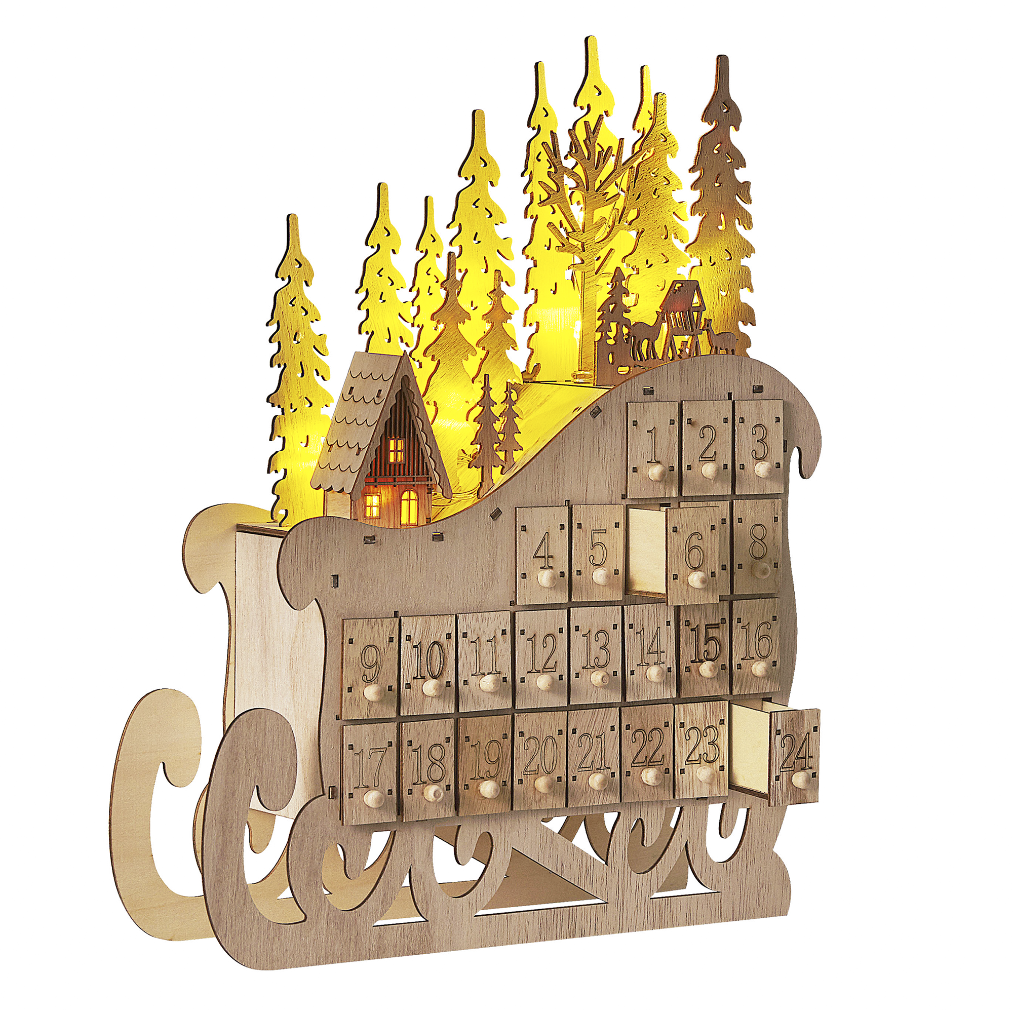 Julpynt LED IMPALA 40 cm Adventskalender Ljusbrun