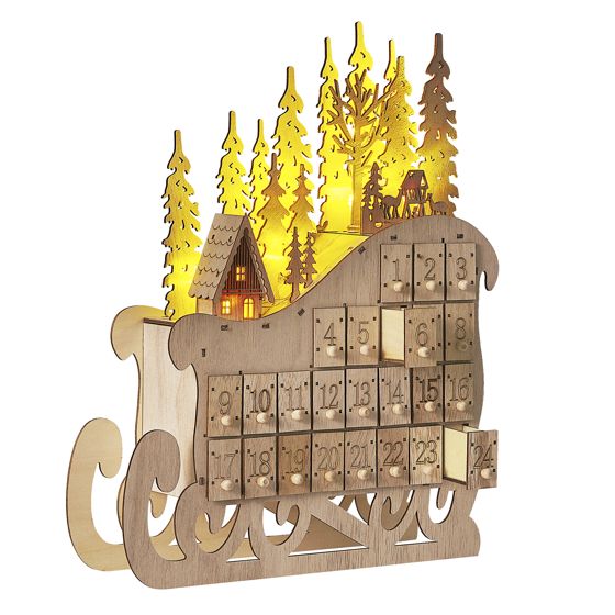 Julpynt LED IMPALA 40 cm Adventskalender Ljusbrun