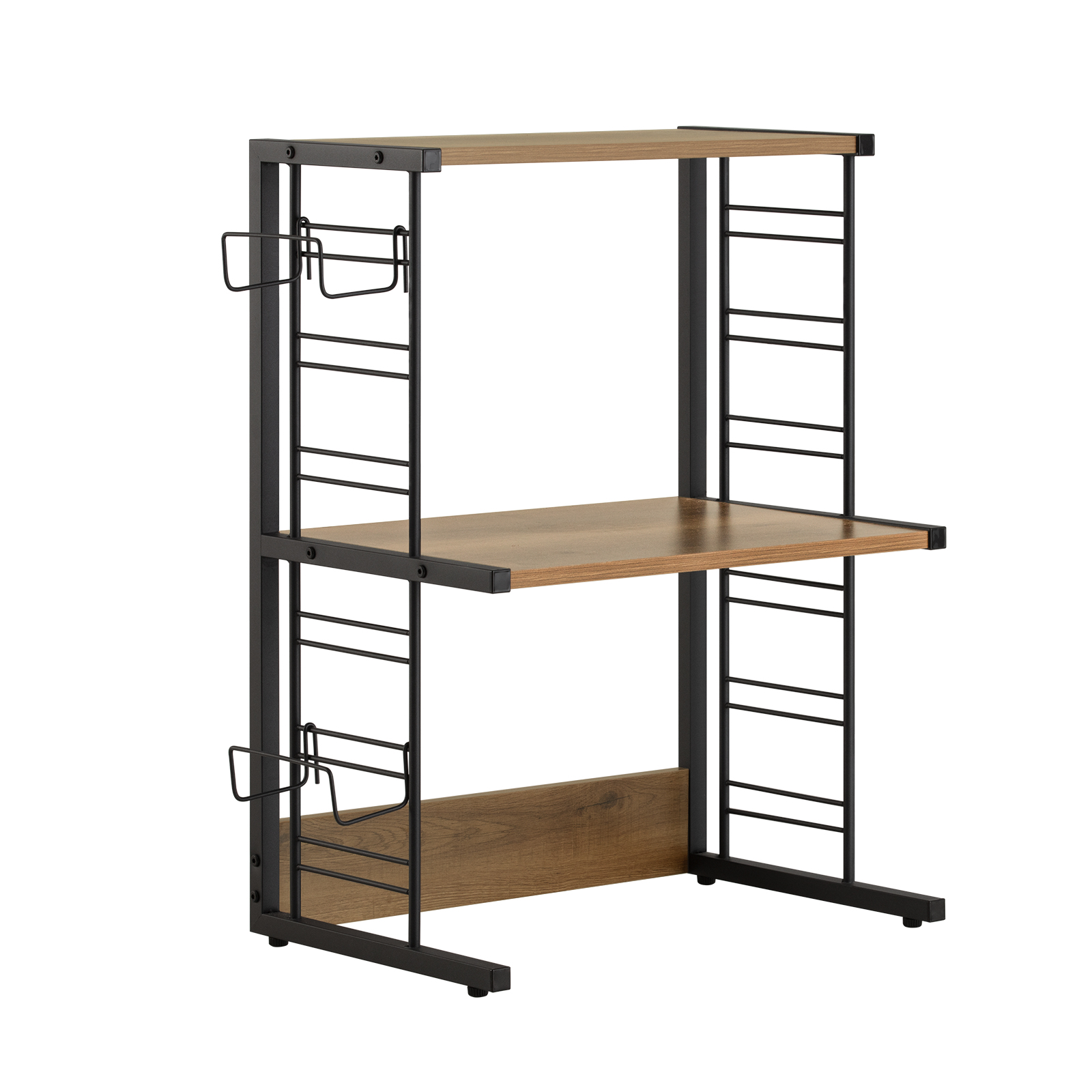 SoBuy KCR08-PF Mikrovågsugnshållare hylla kökshylla med 2 hyllor och 2 flaskhållare minihylla kryddhylla industriell design BHT ca : 60 x 72 x 36 cm