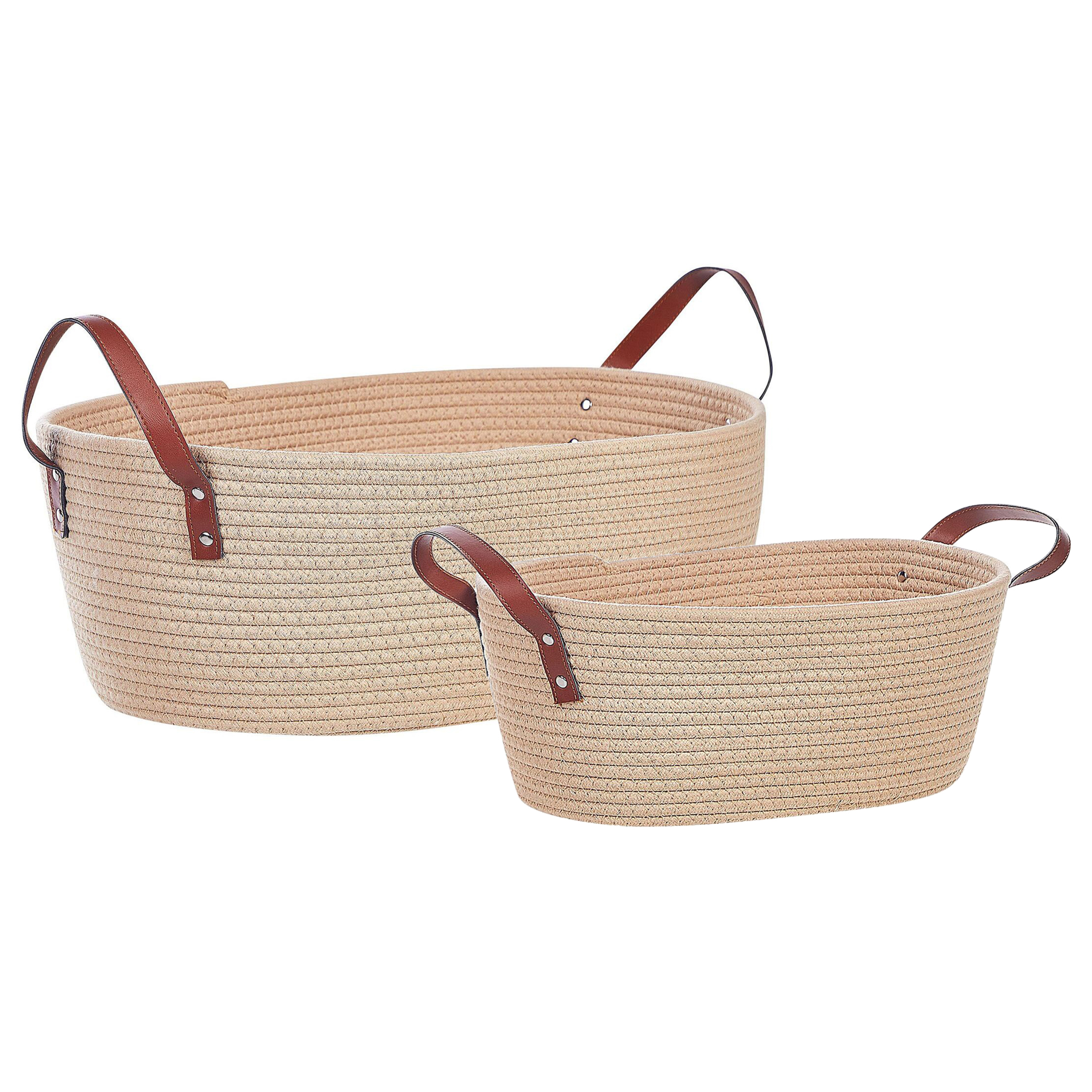 Set med 2 korgar GISSAR Bomull Ljusbeige