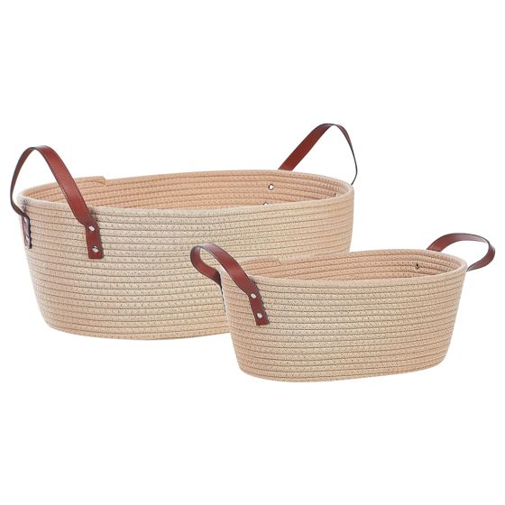 Set med 2 korgar GISSAR Bomull Ljusbeige