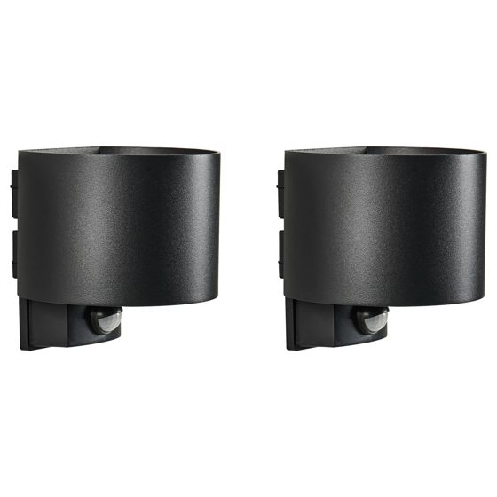 Set med 2 LED-vägglampor för utomhusbruk MORAY med rörelsesensor Svart