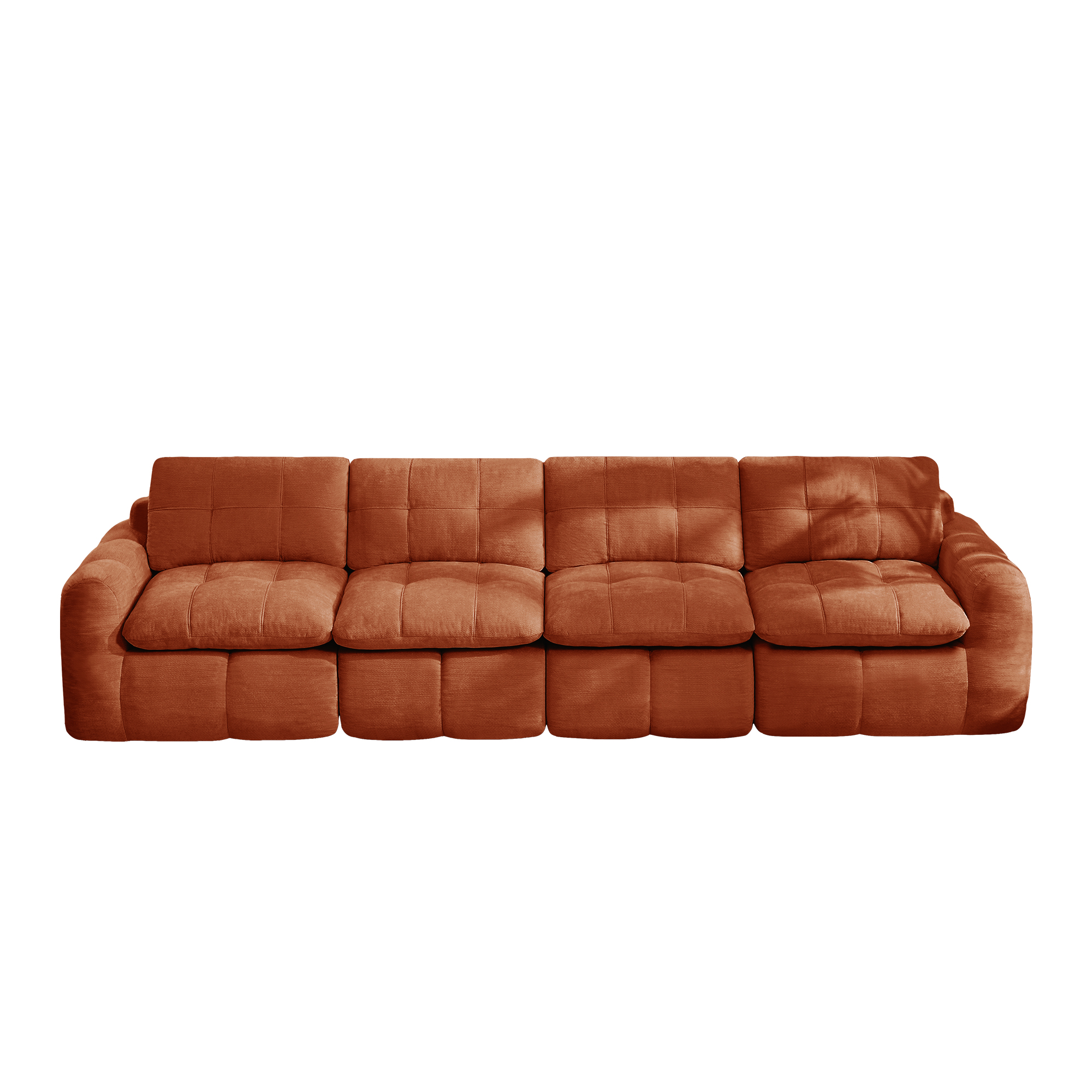 4-sitssoffa, minimalistisk, chenille-orange