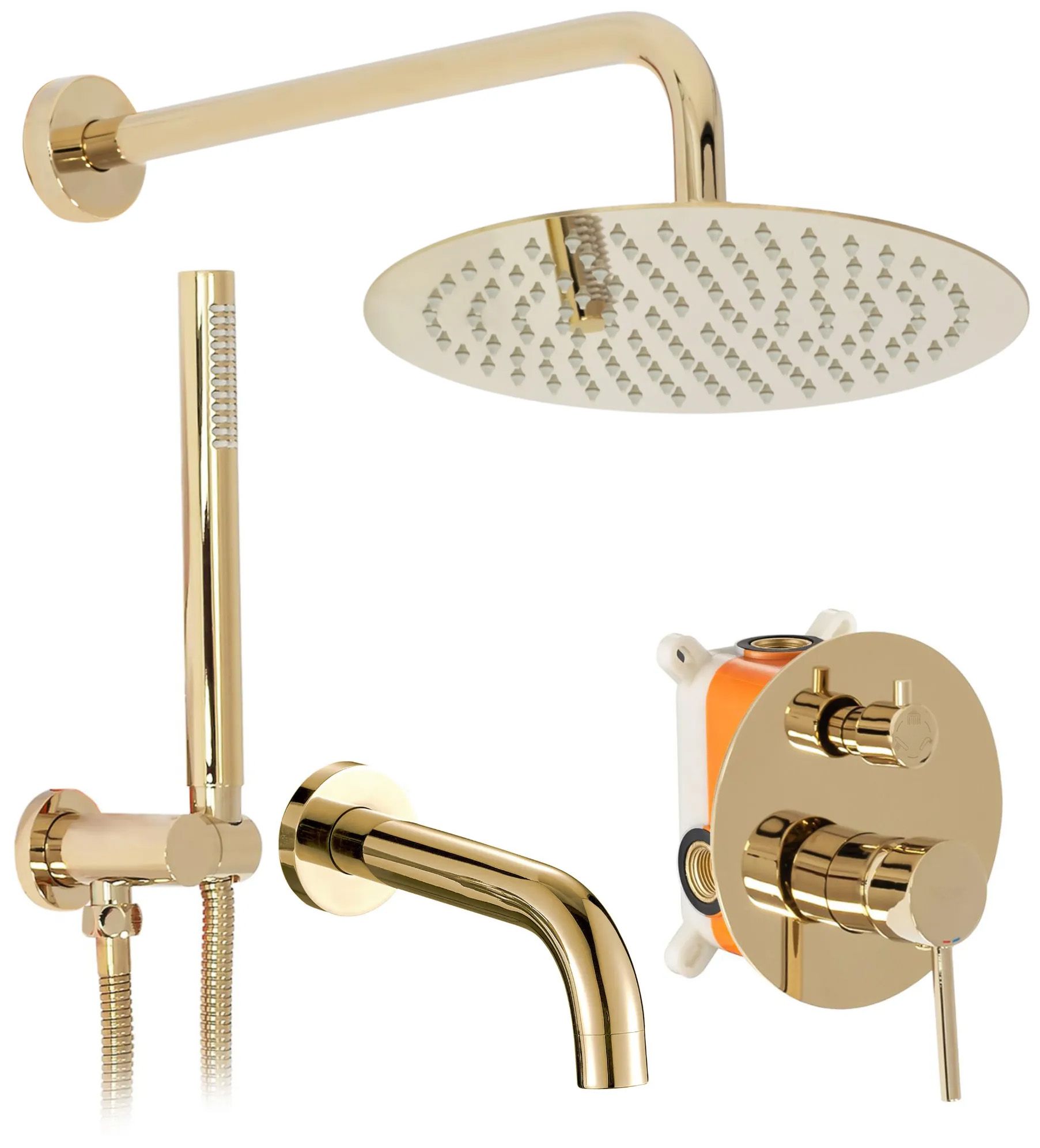 REA Inbyggt Badkar- Och Duschset LUNGO Guld, 38,5x16x9cm