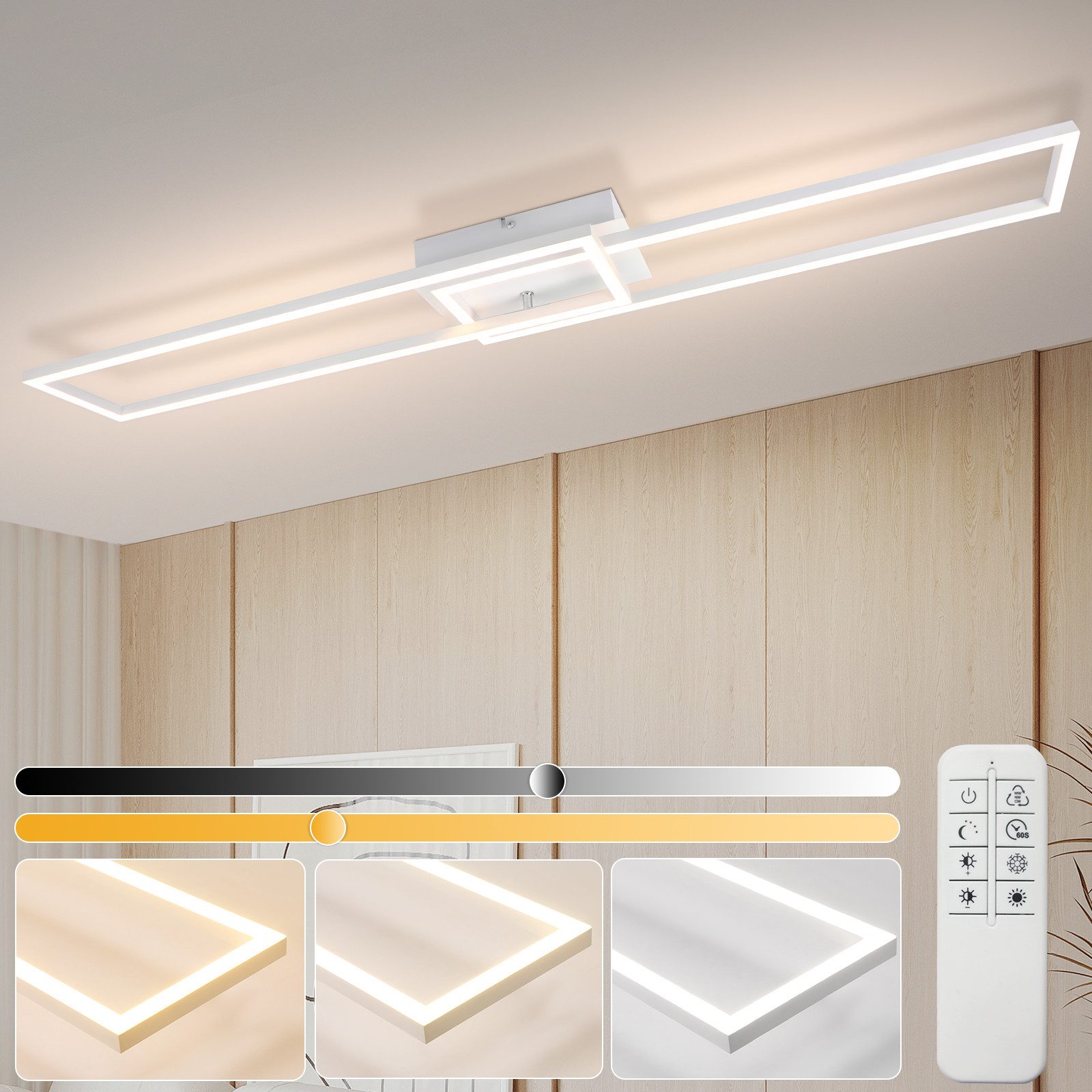 NETTLIFE - taklampa, för vardagsrummet, LED - taklampa för köket med fjärrkontroll, modern, design, 3000K - 6500K, 36W