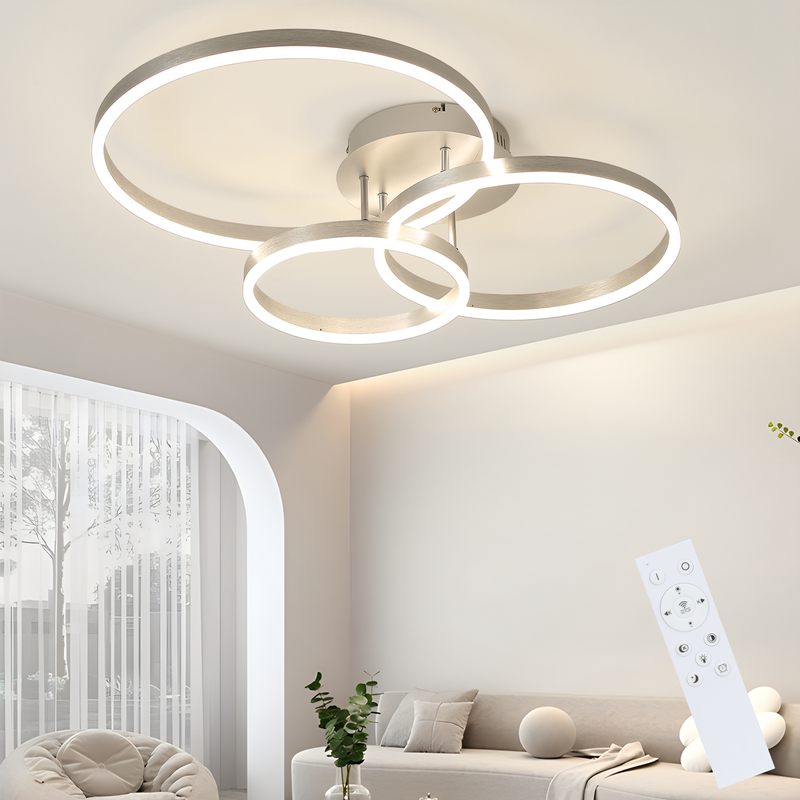 NETTLIFE LED-taklampa för vardagsrummet, dimbar vardagsrumslampa, 82 cm, modern design, guld, 74 W, sovrumslampa med fjärrkontroll