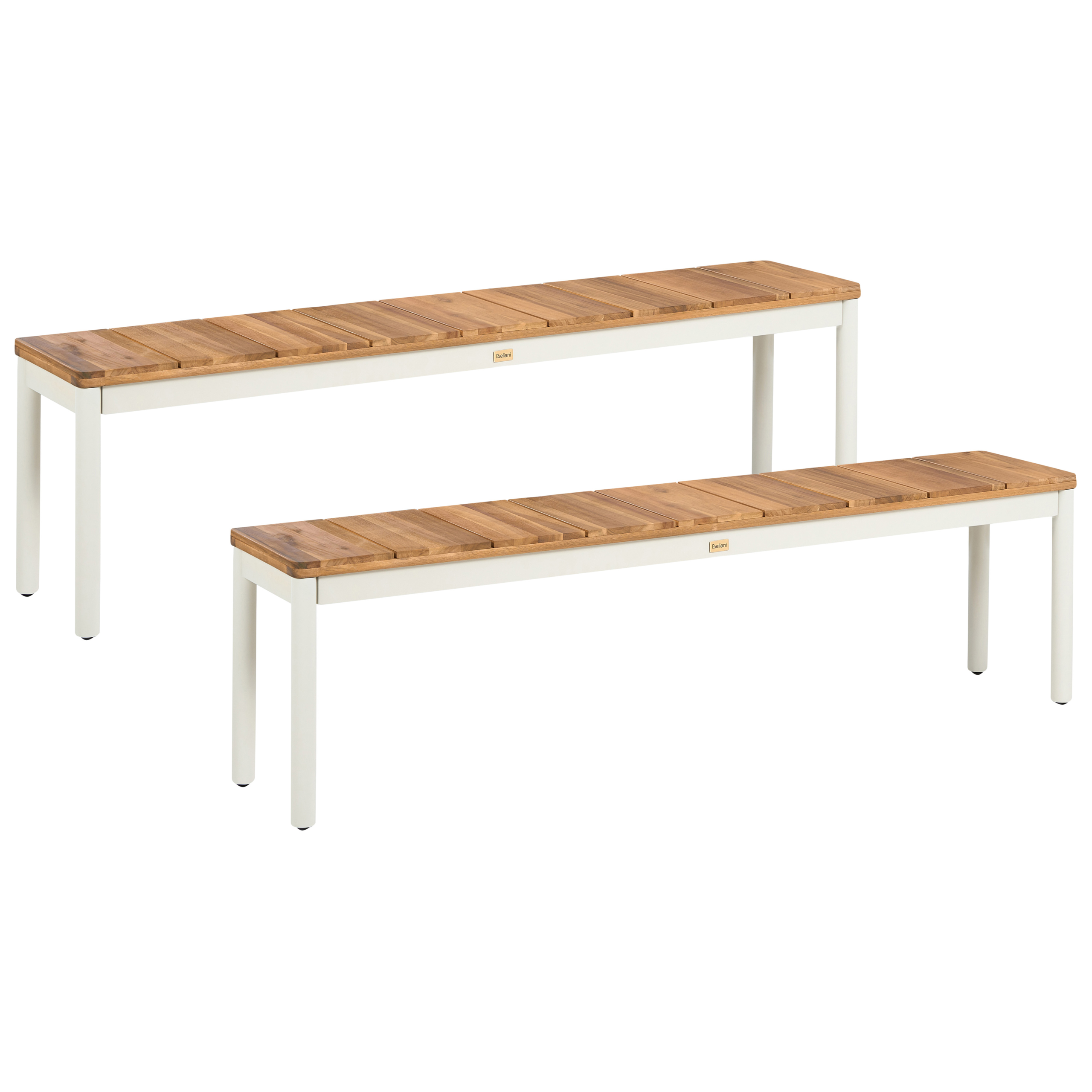 Set med 2 trädgårdsbänkar GIOVINAZZO 163 cm Akaciaträ Brun