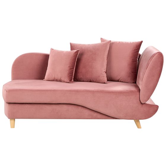 Högervänd schäslong MERI med förvaring Sammet Rosa