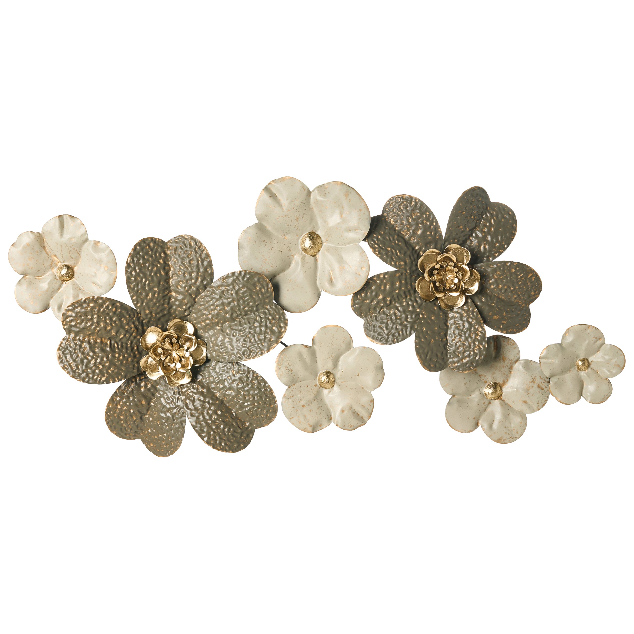 Väggdekoration Blomma LANTHANUM 52 cm Metall Beige