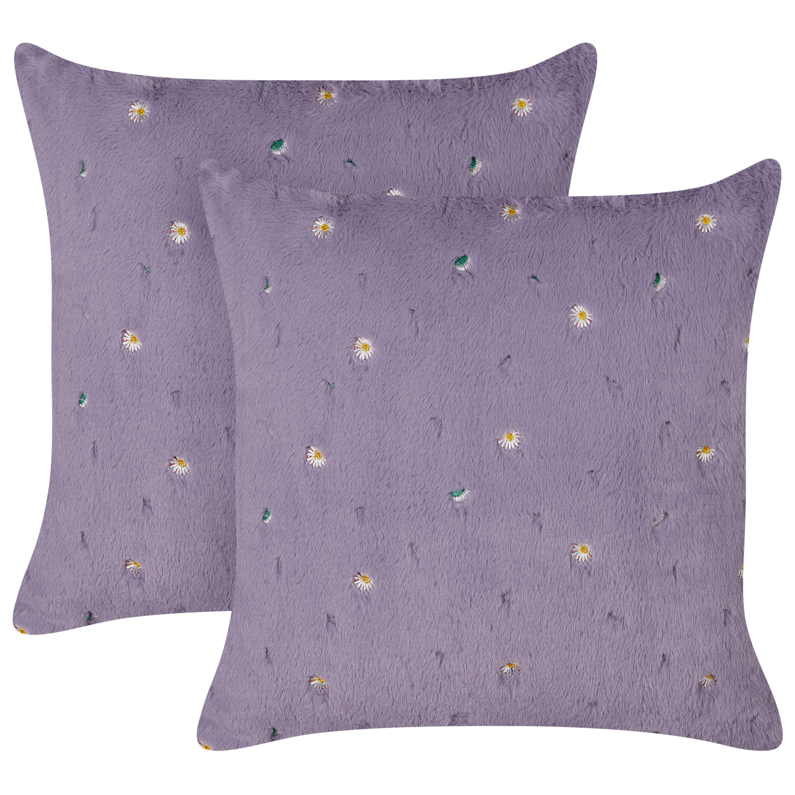 Set med 2 prydnadskuddar LAVATERA 45 x 45 cm Mörklila Blommigt tryck