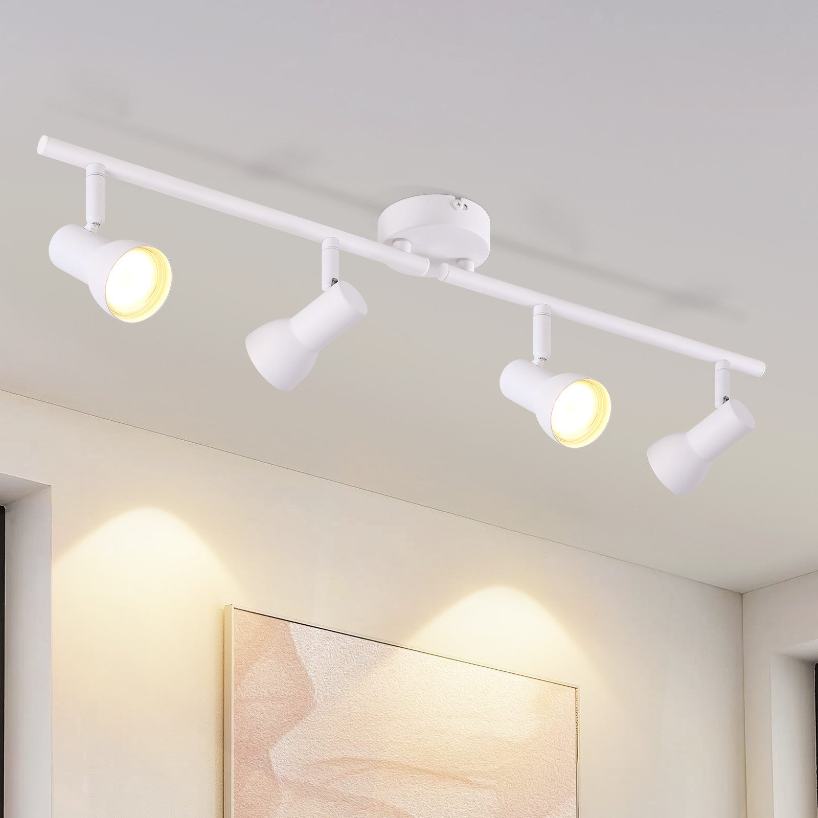 NETTLIFE GU10-takspotlight med 4 lågor, modern design, metall, för vardagsrum, hall