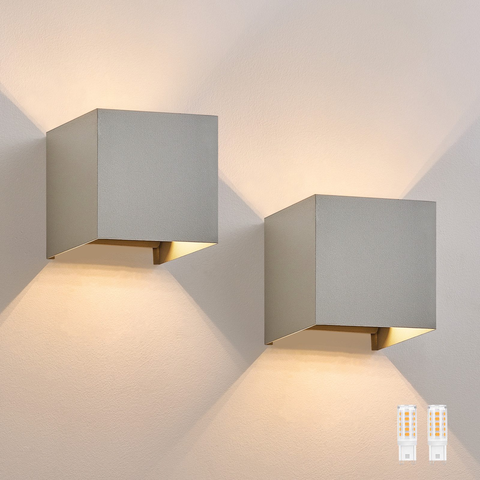 NETTLIFE 2 LED - utomhusvägglampset, varmvit IP65, antracit, för hemmet, trapphus