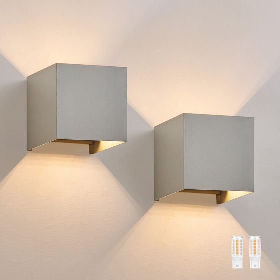 NETTLIFE 2 LED - utomhusvägglampset, varmvit IP65, antracit, för hemmet, trapphus
