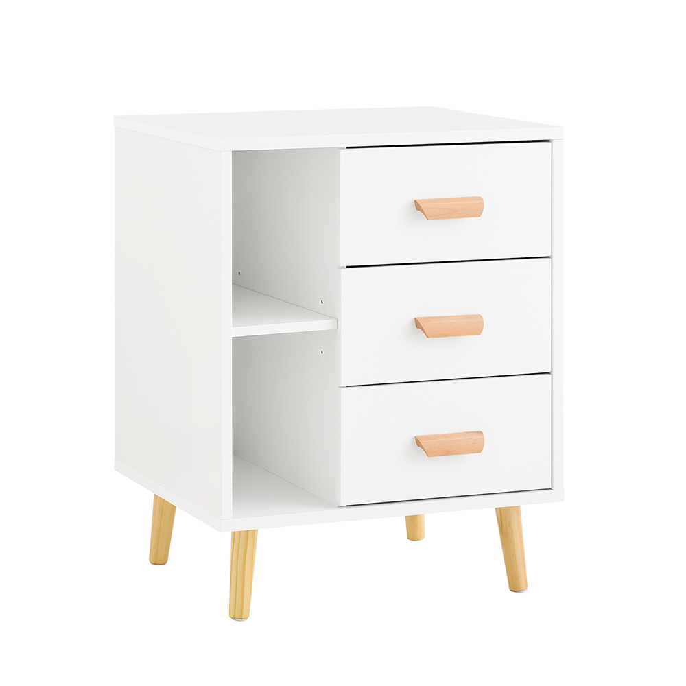 SoBuy Nattduksbord med 3 lådor Soffbord, Sidobord, Sängbord, FBT95-W