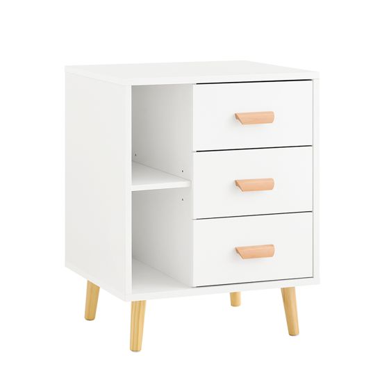 SoBuy Nattduksbord med 3 lådor Soffbord, Sidobord, Sängbord, FBT95-W
