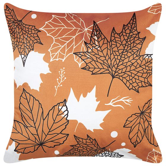 Prydnadskudde POINSETTIA 45 x 45 cm Sammet Orange Växtmotiv