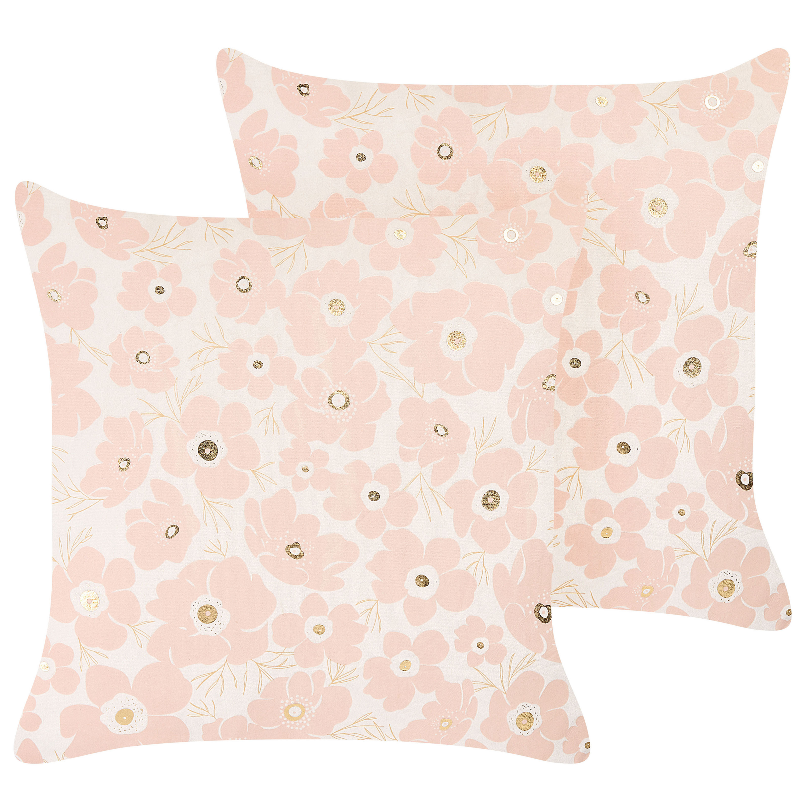 Set med 2 prydnadskuddar TRITELEIA 45 x 45 cm Sammet Rosa Blommigt tryck