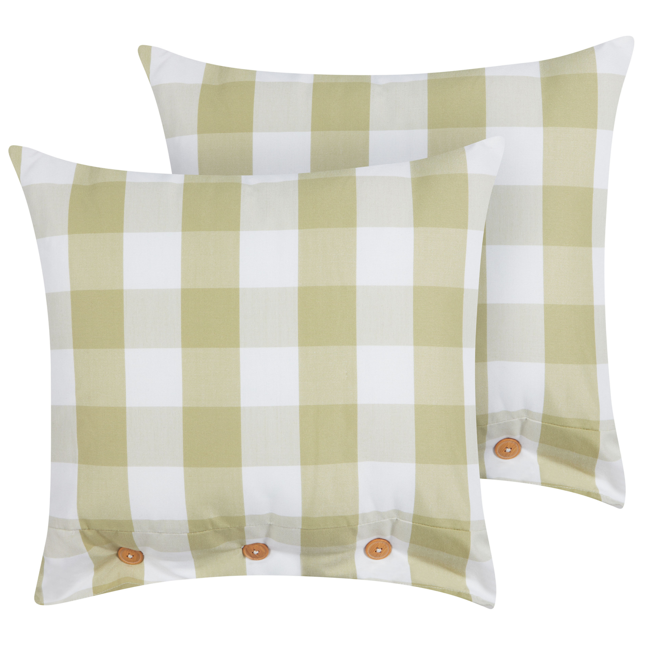 Set med 2 prydnadskuddar TAMNINE 45 x 45 cm Ljusgrön Rutigt tryck