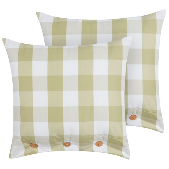 Set med 2 prydnadskuddar TAMNINE 45 x 45 cm Ljusgrön Rutigt tryck