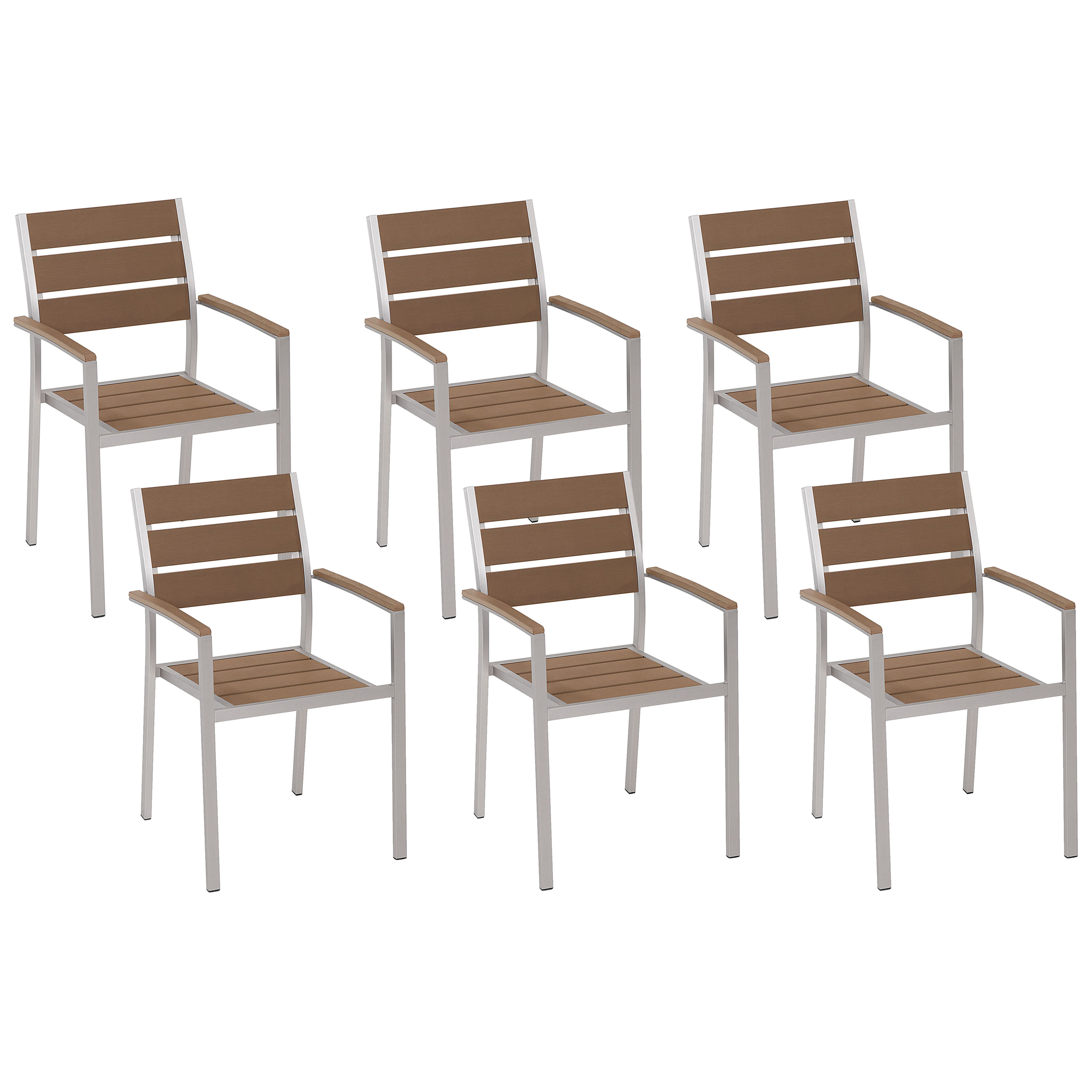 Set med 6 trädgårdsstolar VERNIO Brun