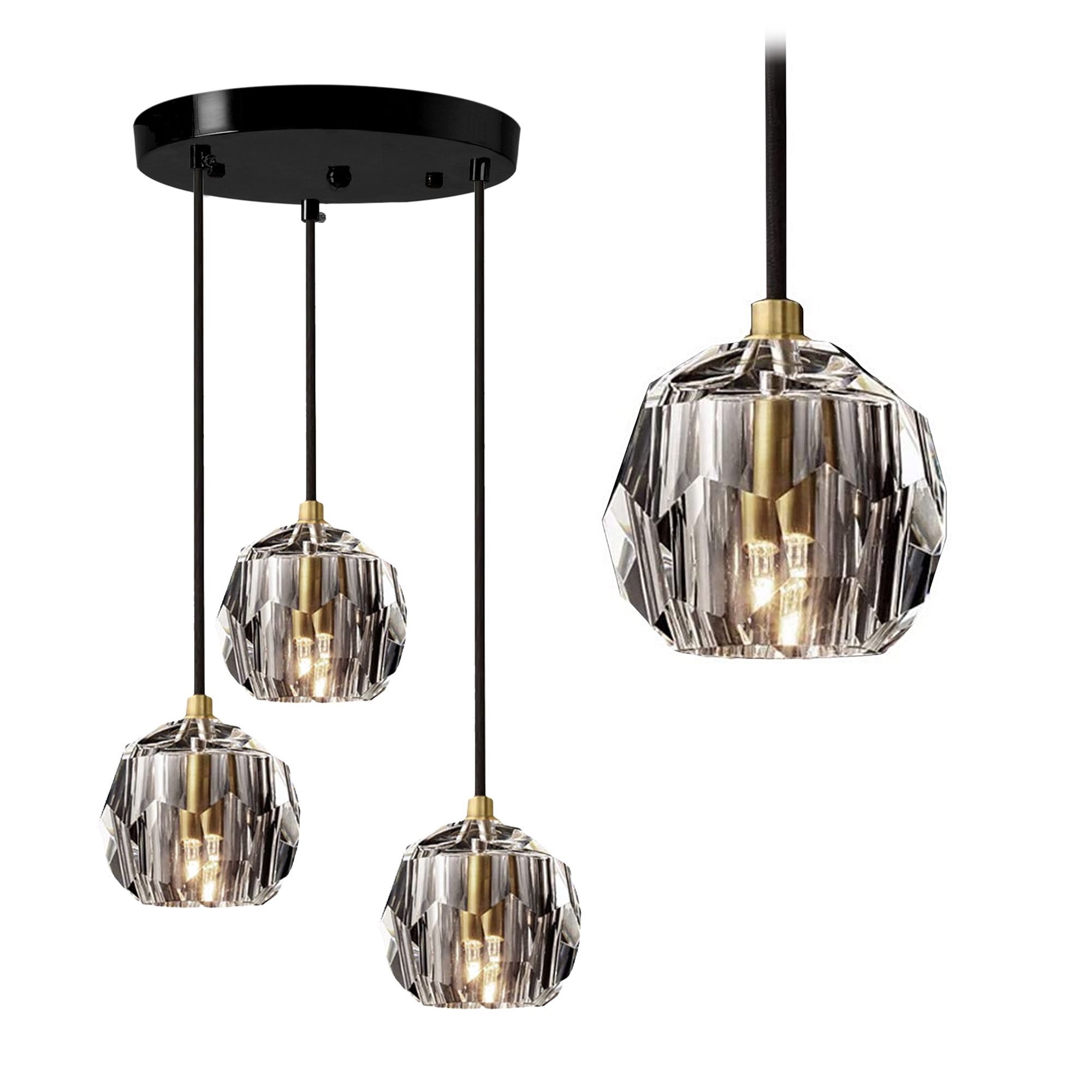 TOOLIGHT hängande taklampa APP588-3CPR Svart 25x25x82cm