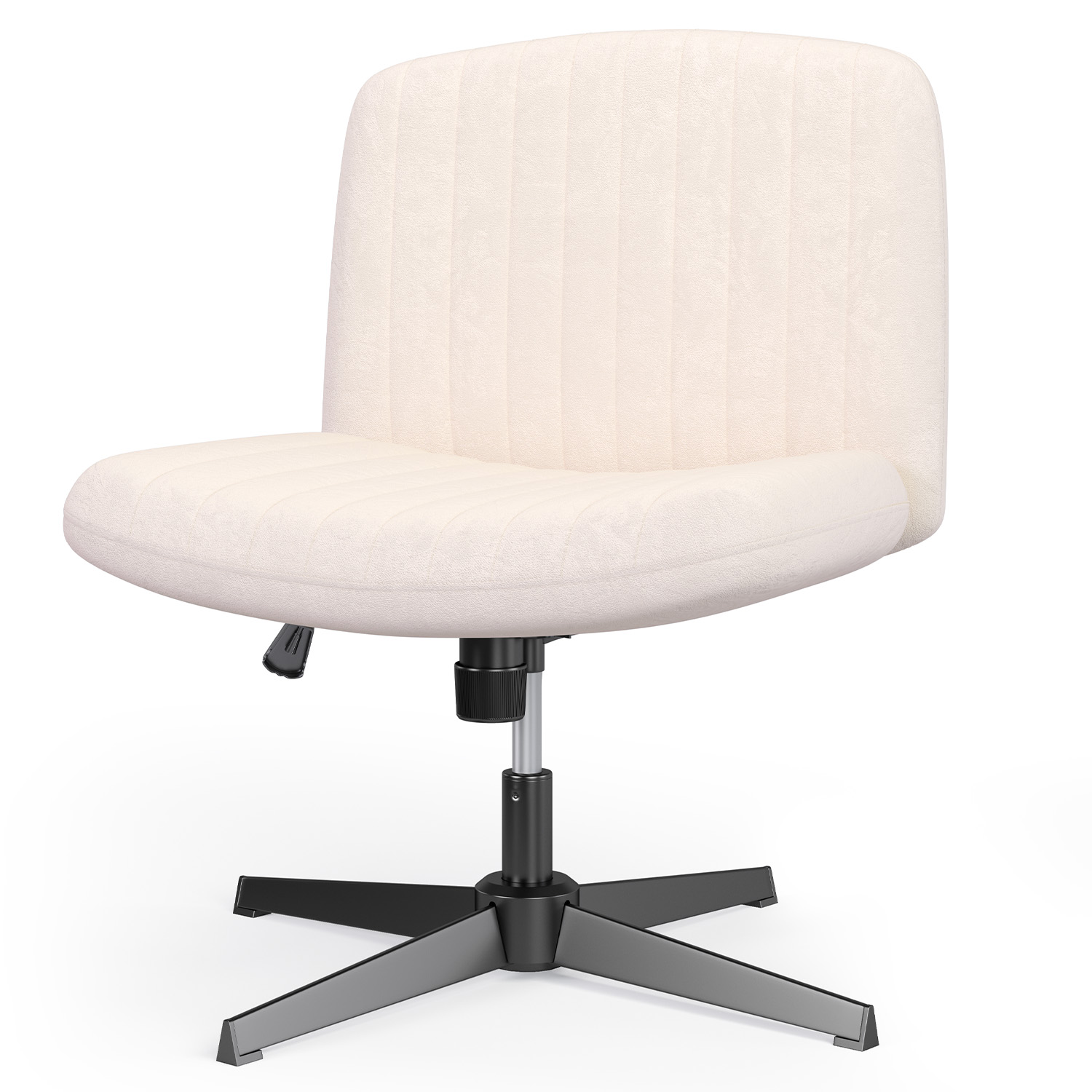 Toimistotuoli E01 ergonomisk bred sits mjukt tyg roterande hem kontor beige