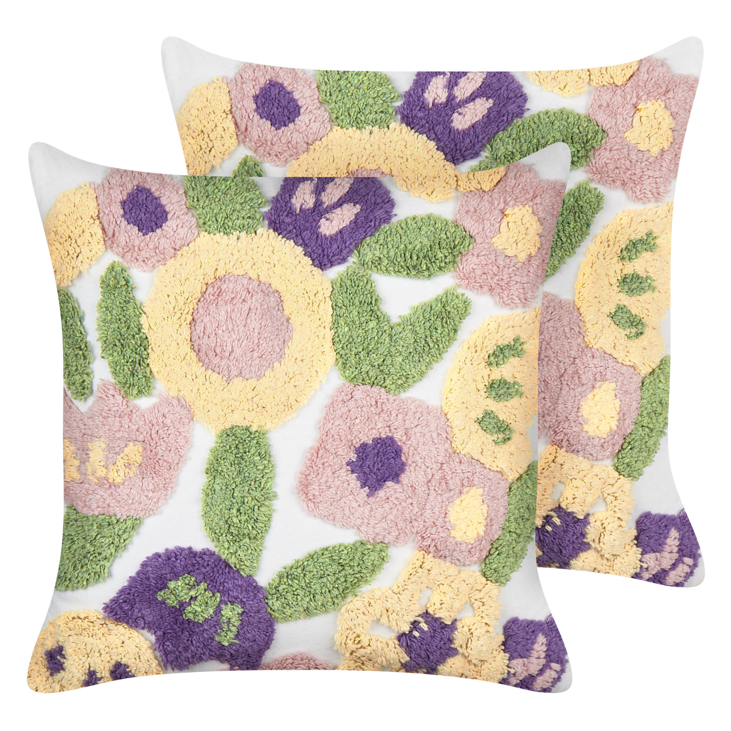 Set med 2 prydnadskuddar TRICORNIO 45 x 45 cm Bomull Flerfärgad Blommigt tryck