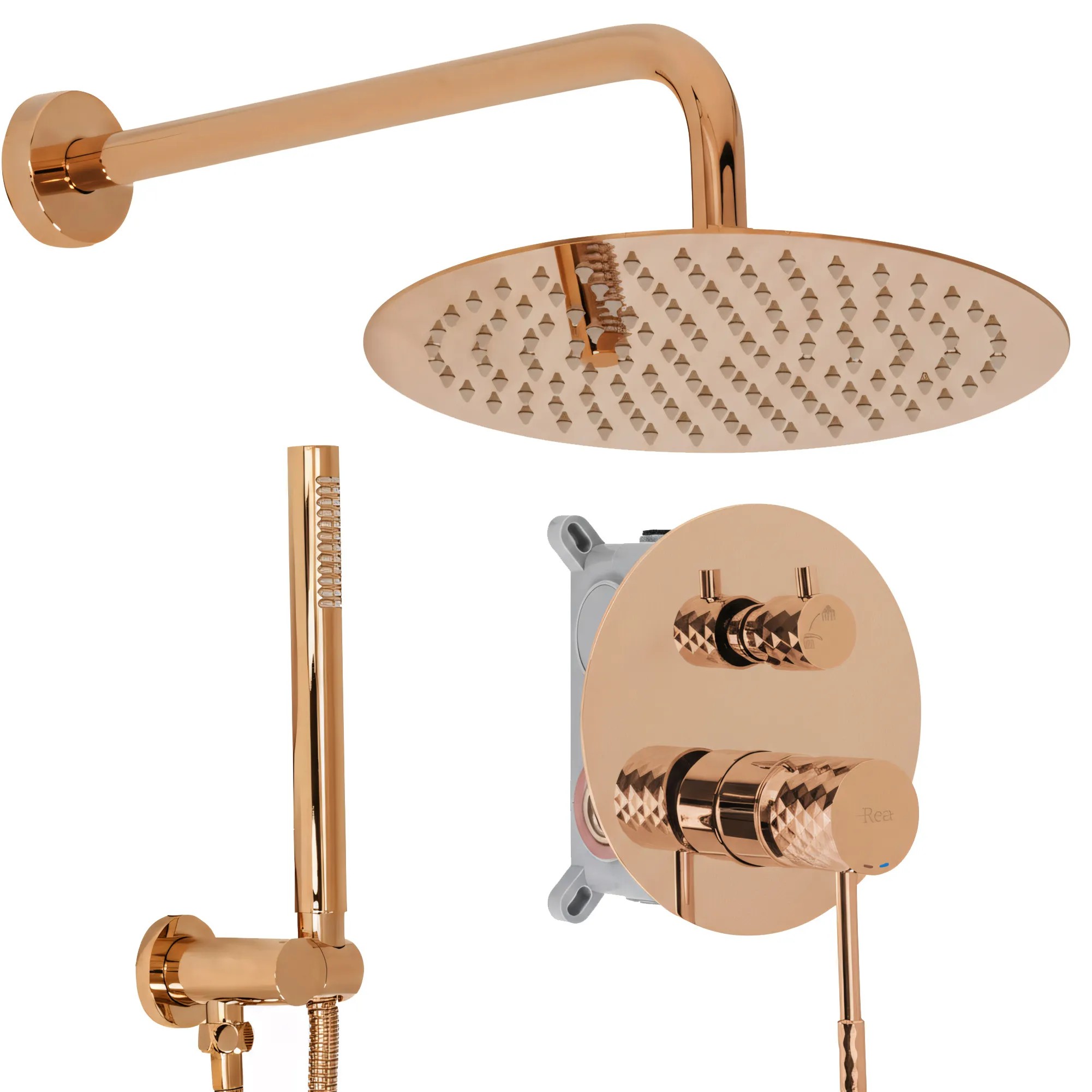 REA Inbyggt Duschset Lungo Koppar, 25x36x16cm
