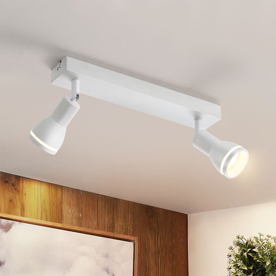 NETTLIFE LED-takspotlight med 2 lampor, vit vardagsrumstaklampa, justerbar spotlight, GU10-spotlight, modern lampa