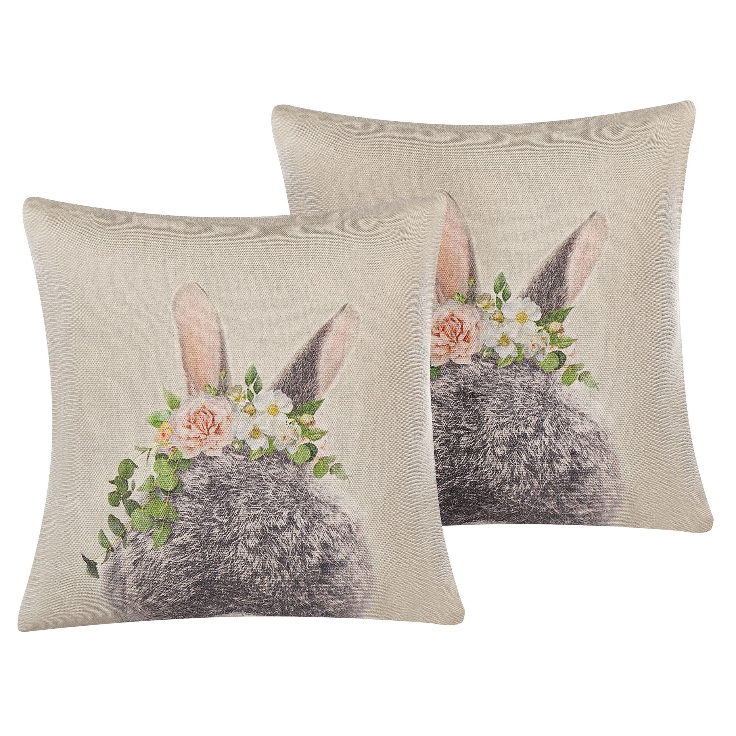 Set med 2 prydnadskuddar FATSIA 45 x 45 cm Bomull Taupe