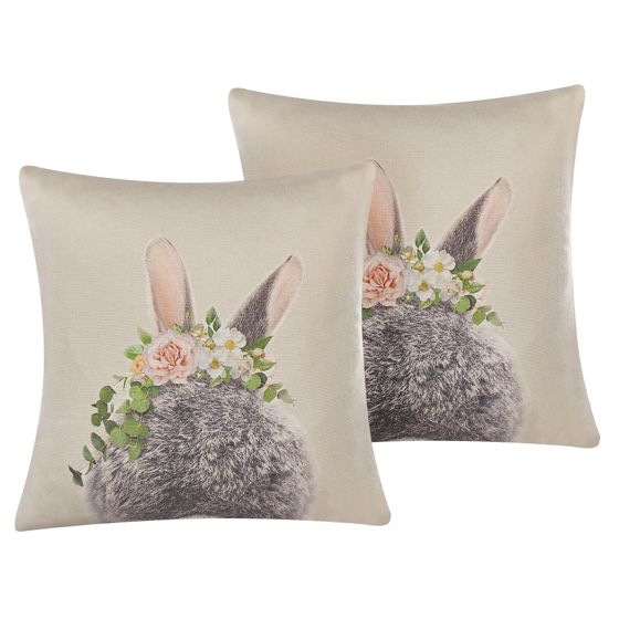 Set med 2 prydnadskuddar FATSIA 45 x 45 cm Bomull Taupe