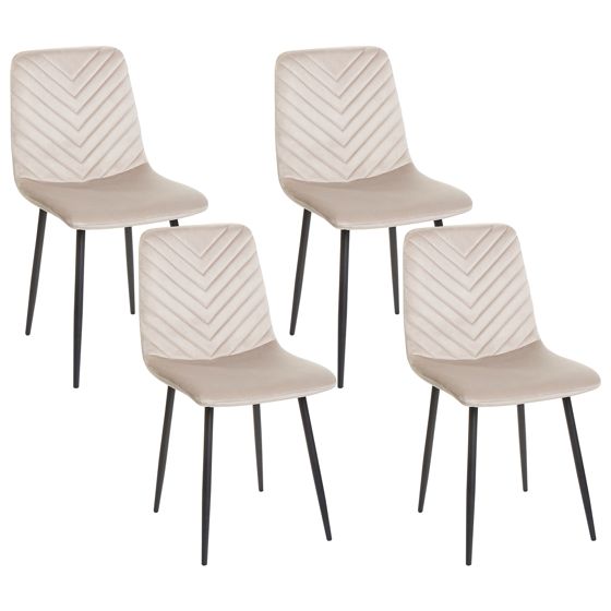 Set med 4 matstolar HAVRE Sammet Beige